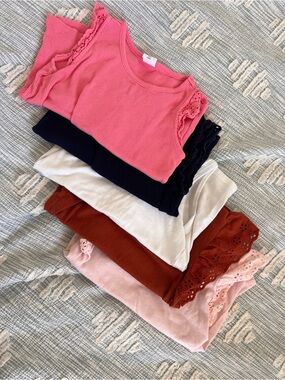 GAP Pink Ribbed Eyelet Sleeve tanks